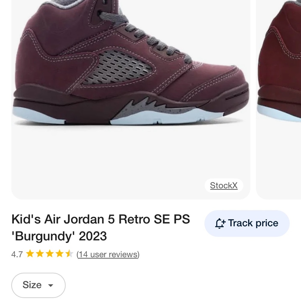 Jordan Air 5 Retro SE PS Burgundy Sneakers